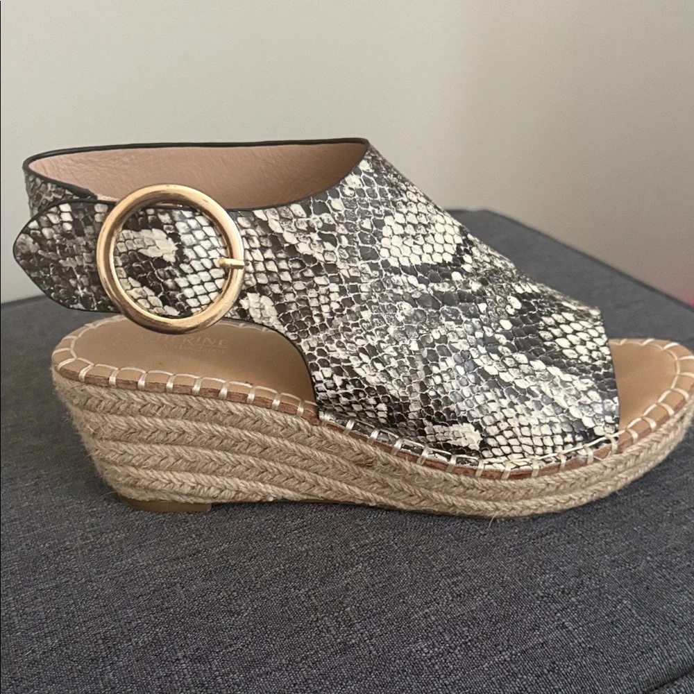 Catherine Malandrino Snake-Print Espadrille Wedge Sandals - Beige/Black